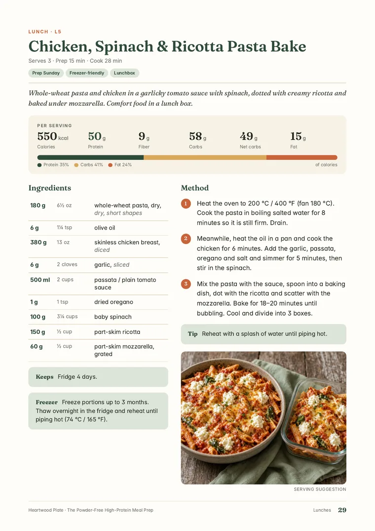 Recipe page from The Powder-Free High-Protein Meal Prep