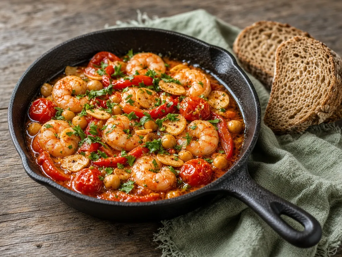 Gambas-Style Garlic Shrimp with Chickpeas & Peppers (serving suggestion)