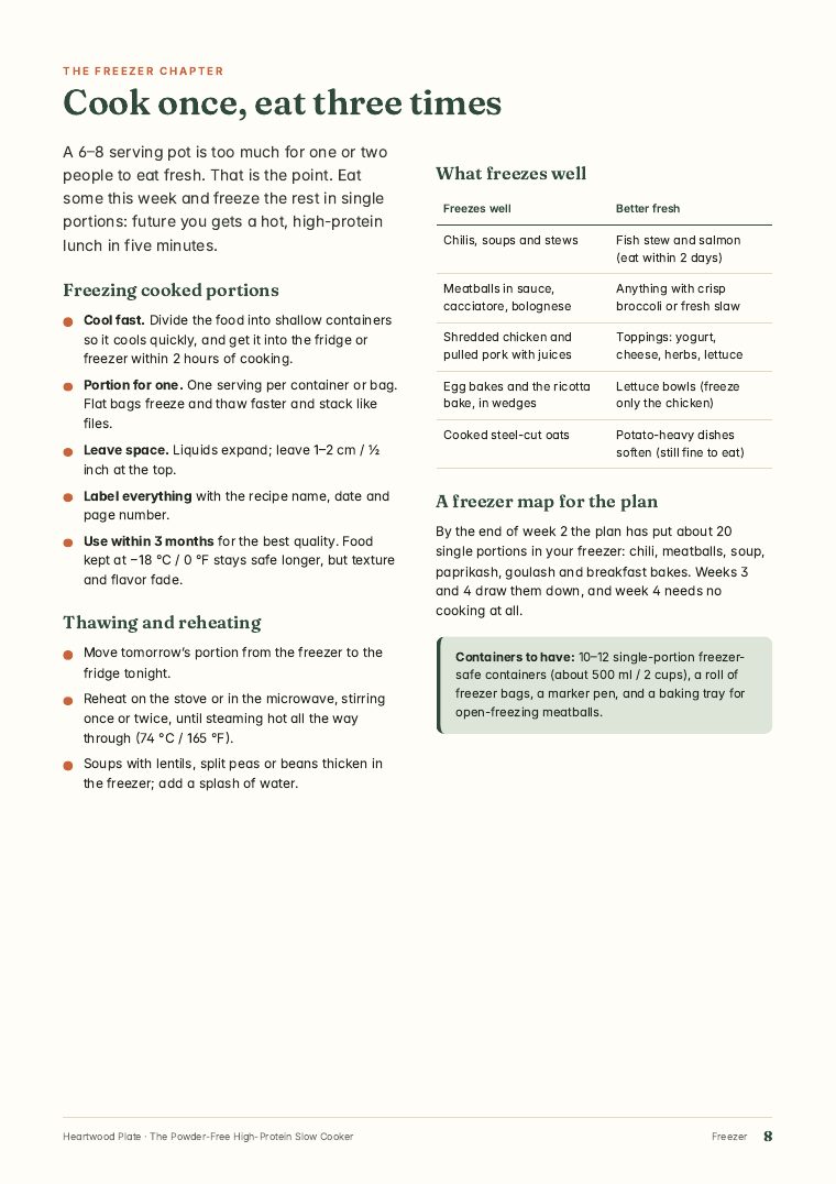 Freezer chapter page from The Powder-Free High-Protein Slow Cooker