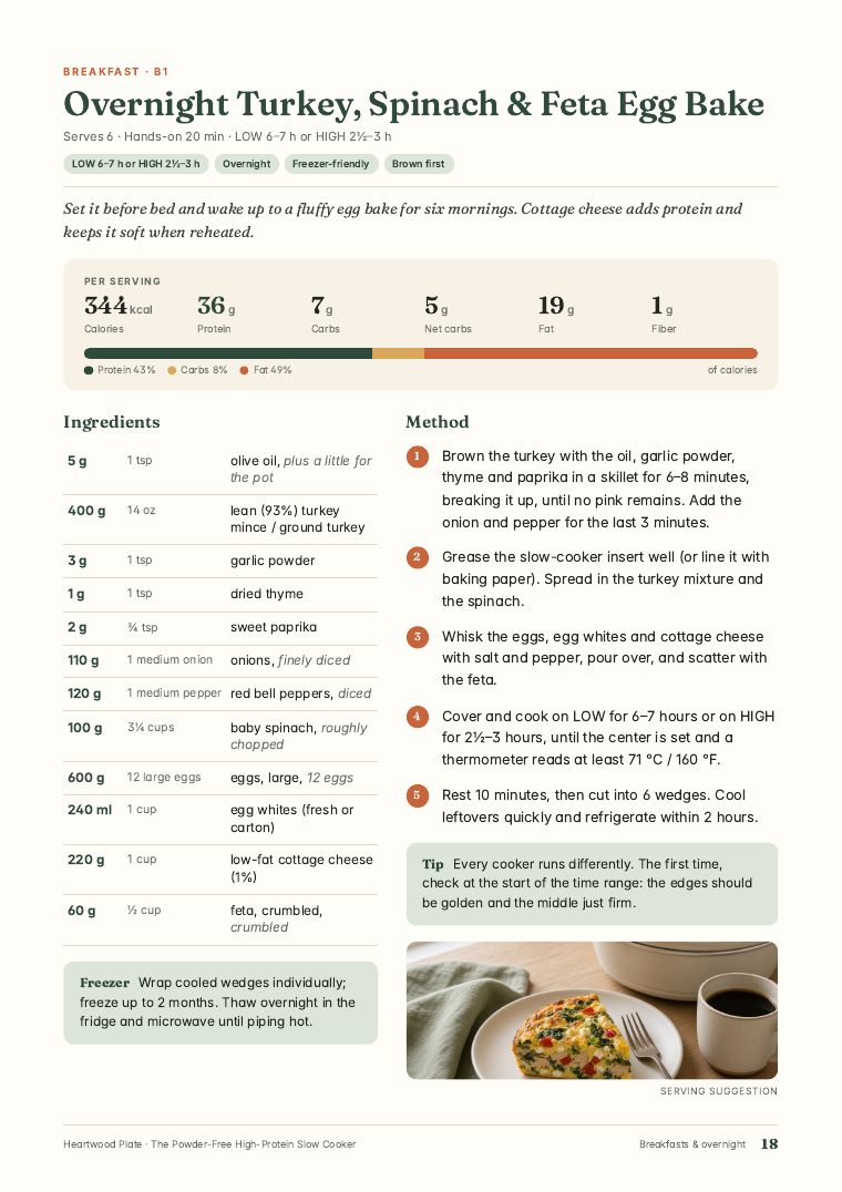 Recipe pages page from The Powder-Free High-Protein Slow Cooker