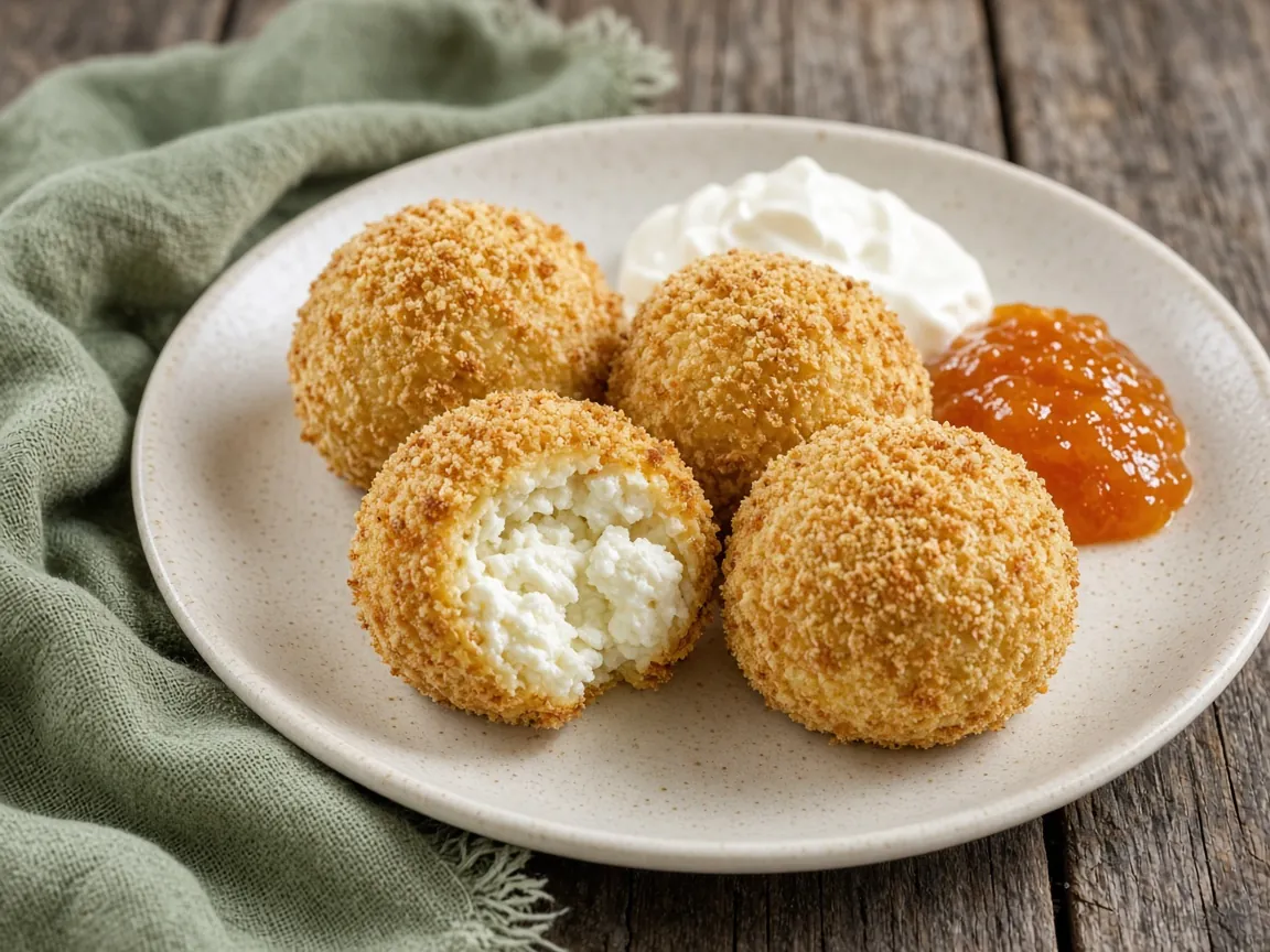 Hungarian-Style Cottage Cheese Dumplings (Túrógombóc) (serving suggestion)