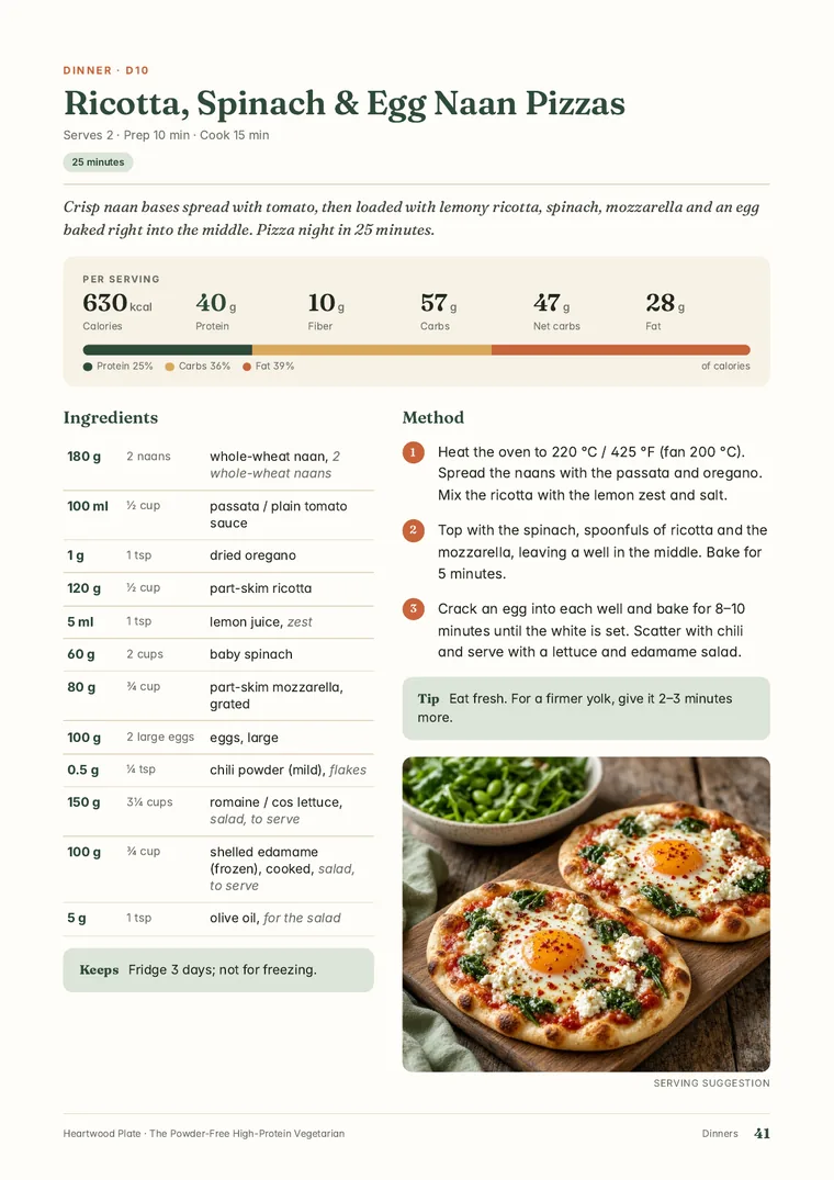Recipe page from The Powder-Free High-Protein Vegetarian
